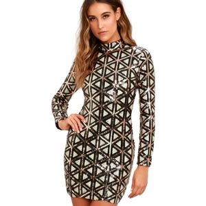 NWOT Lulus Waking Up in Vegas Rose Gold and White Sequin Mini Dress XS